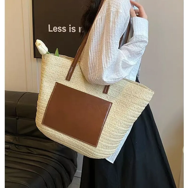 Women Bags Large - Straw hand-woven tote bag large capacity