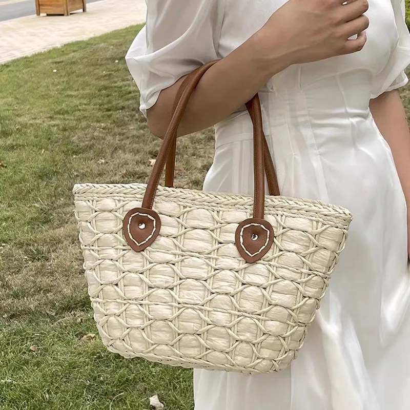 Women Bags Large - Retro European American woven straw tote
