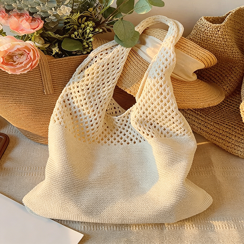 Crochet Market Bag - Personalized Crochet Beach Bag,Custom Embroidered Name