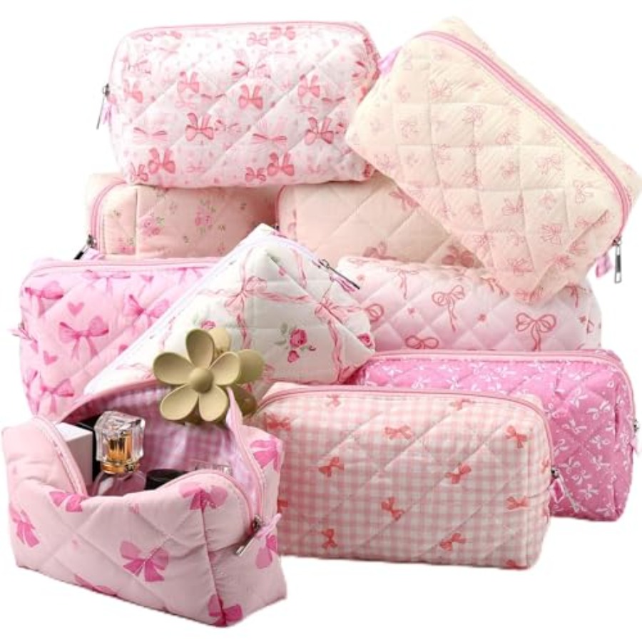 Women Bags For Gift - 10 Pcs Quilted Makeup Bag Bulk