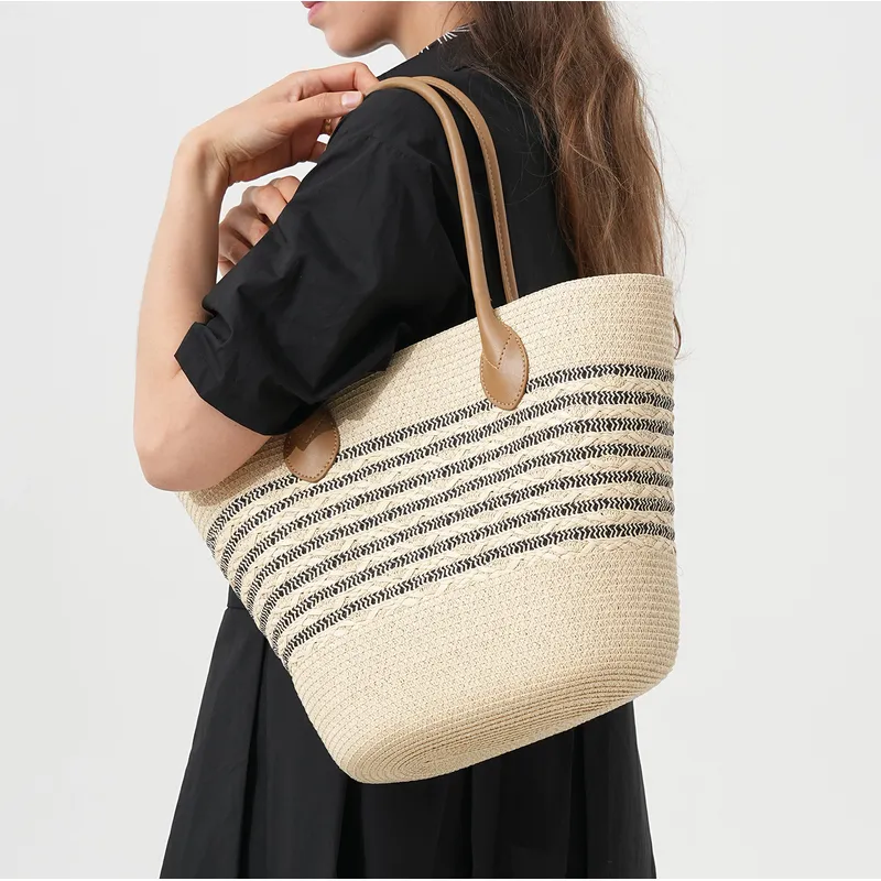 Striped woven straw beach tote - Women Bags Large review and price