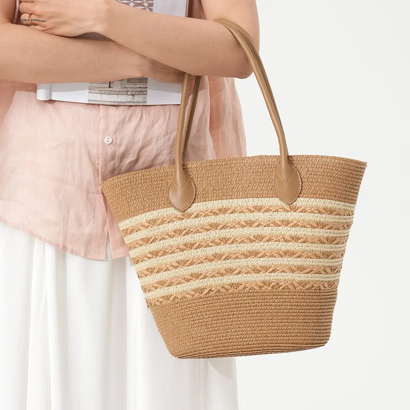 Striped woven straw beach tote - Women Bags Large review and price
