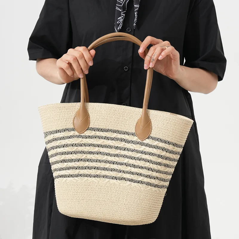 Striped woven straw beach tote - Women Bags Large review and price