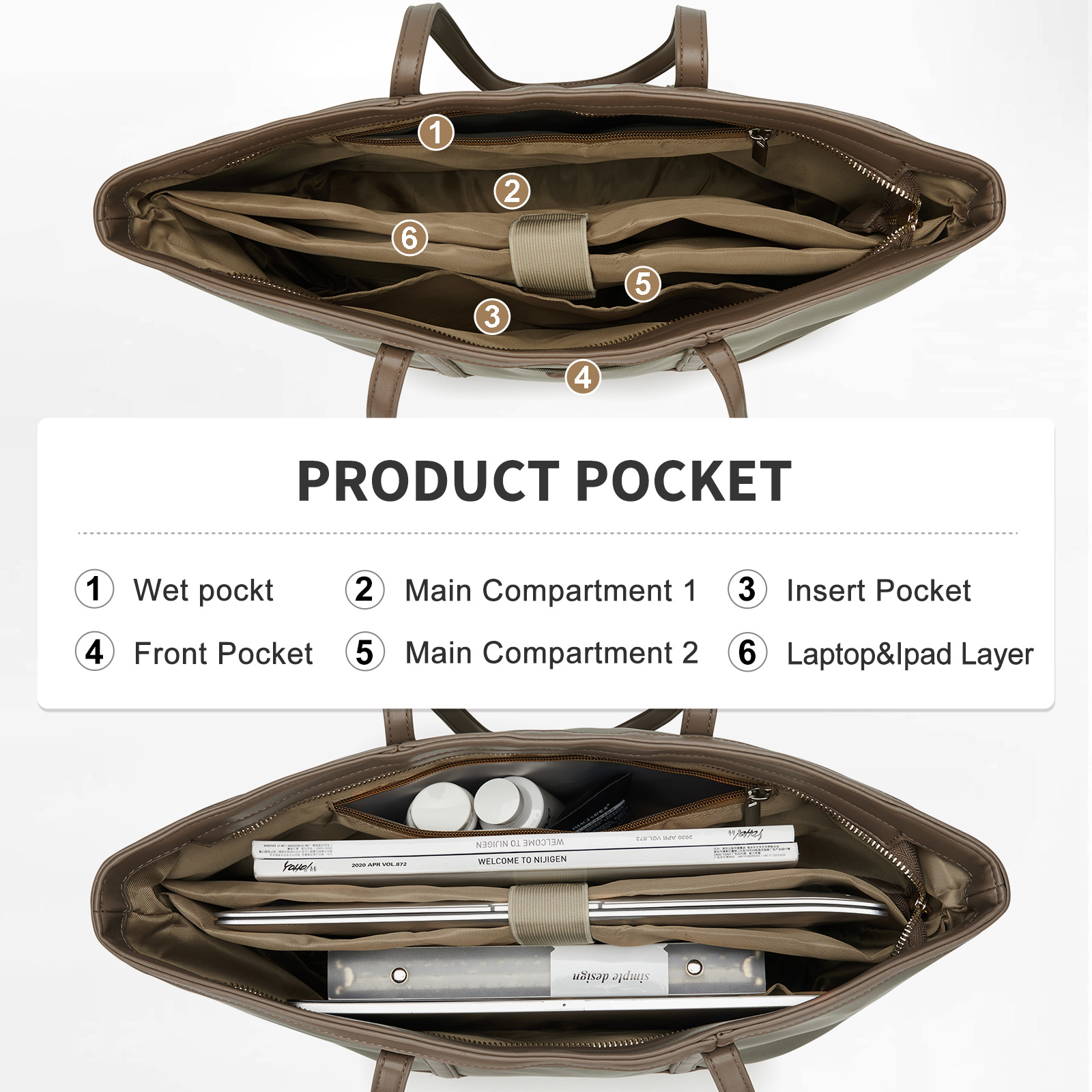 Women Large Shoulder Bag, Zipp - Women Bags With Laptop Compartment review and price