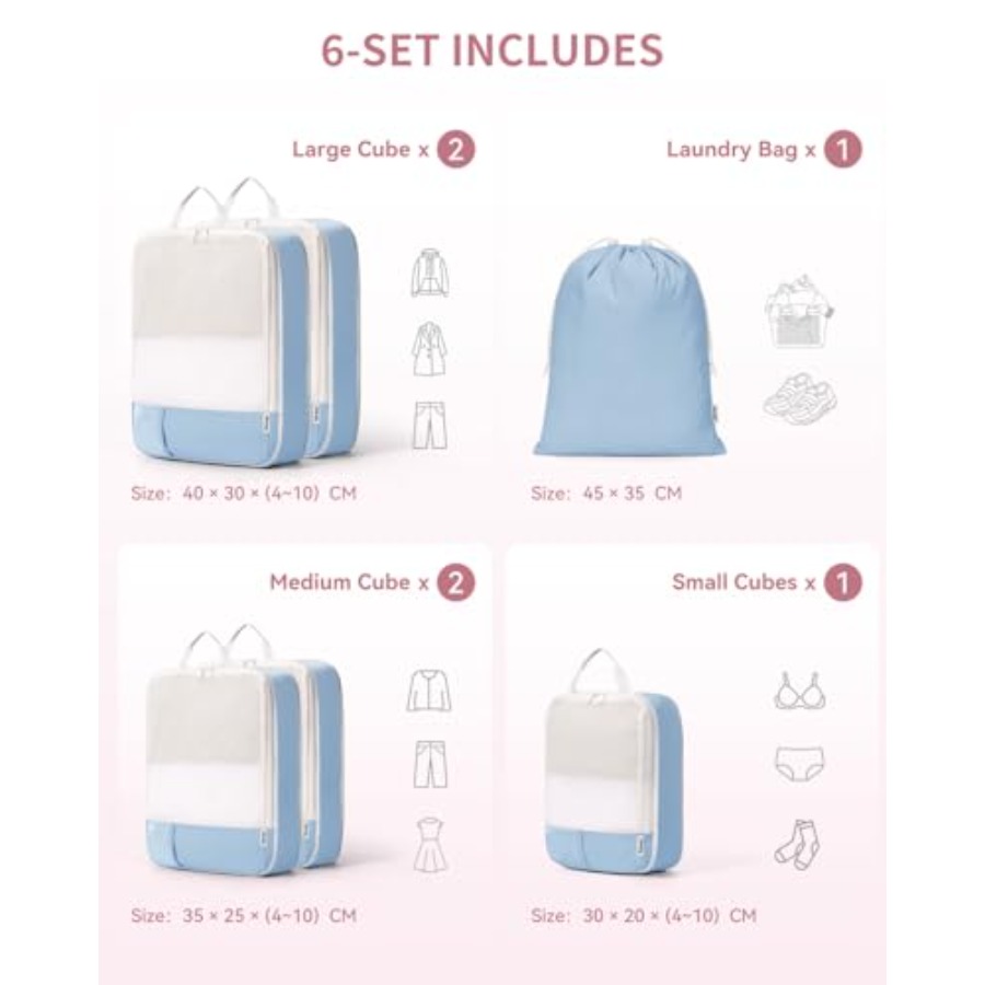 6 Set Compression Packing Cube - Women Bags For Travel review and price
