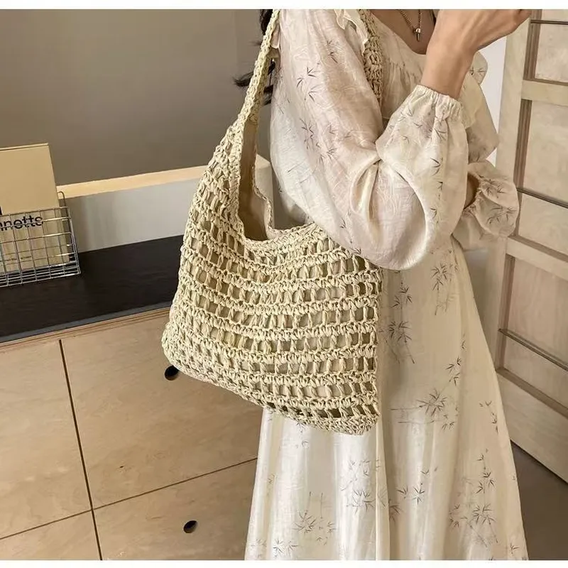 Hollow Woven Straw Tote Bag On - Women Bags Large review and price