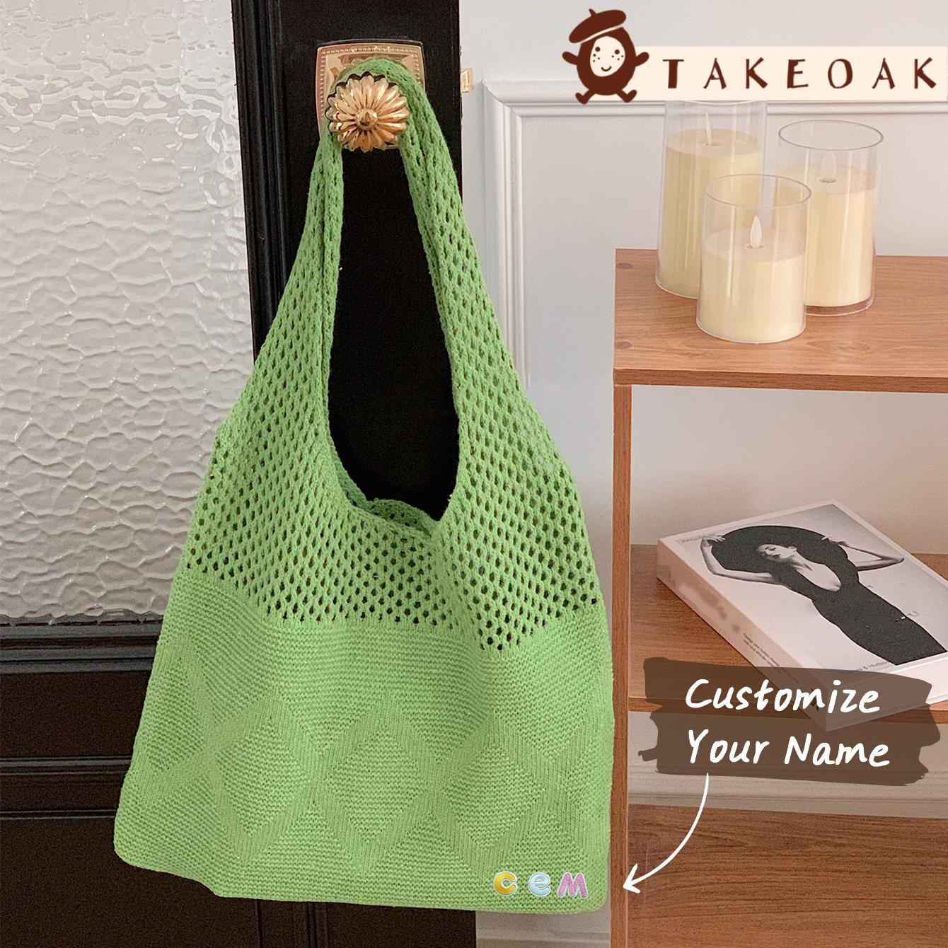 Custom Colorful Alphabet Patch - Crochet Market Bag review and price