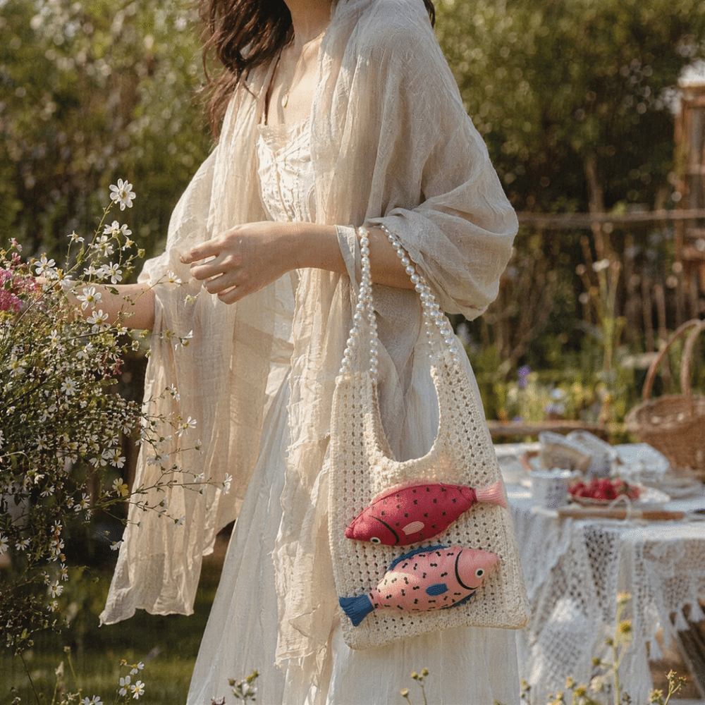 Large Capacity Fish Knitted Ha - Crochet Market Bag review and price