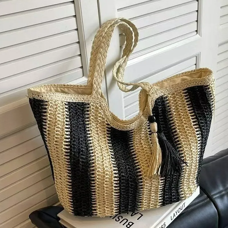 Striped woven straw tote bag f - Women Bags Large review and price