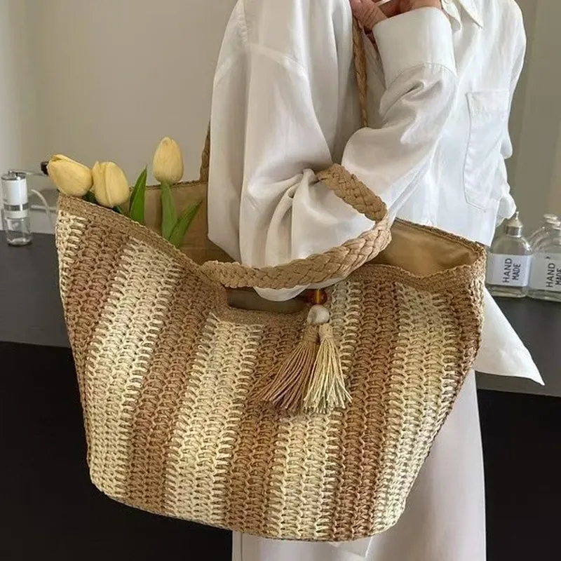Striped woven straw tote bag f - Women Bags Large review and price