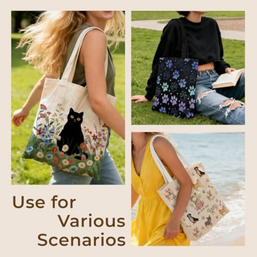 Cute Aesthetic Canvas Tote Bag - Women Bags For Work review and price