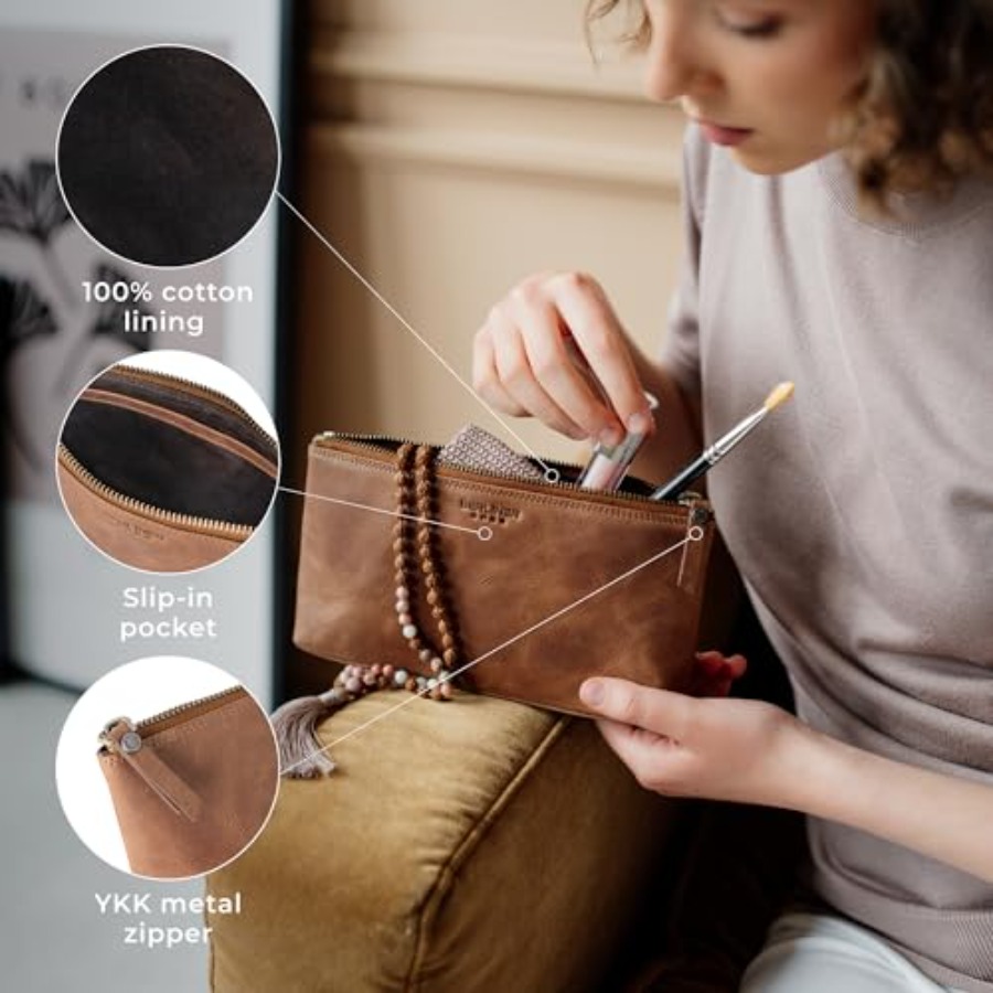 Vintage Genuine Leather Makeup - Women Bags For Travel review and price