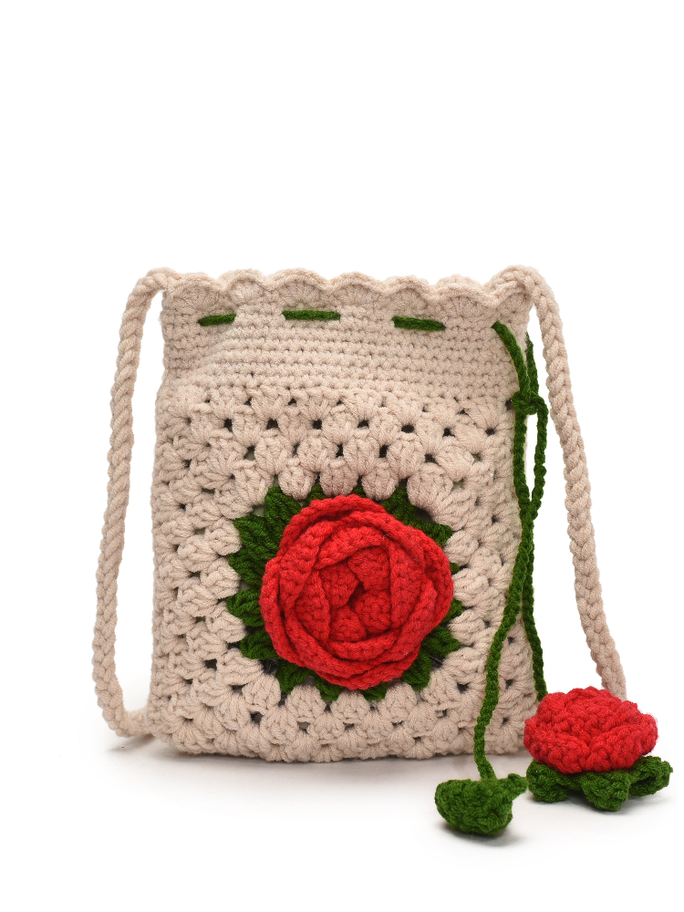 Handcrafted Rose Flower Croche - Crochet Market Bag review and price