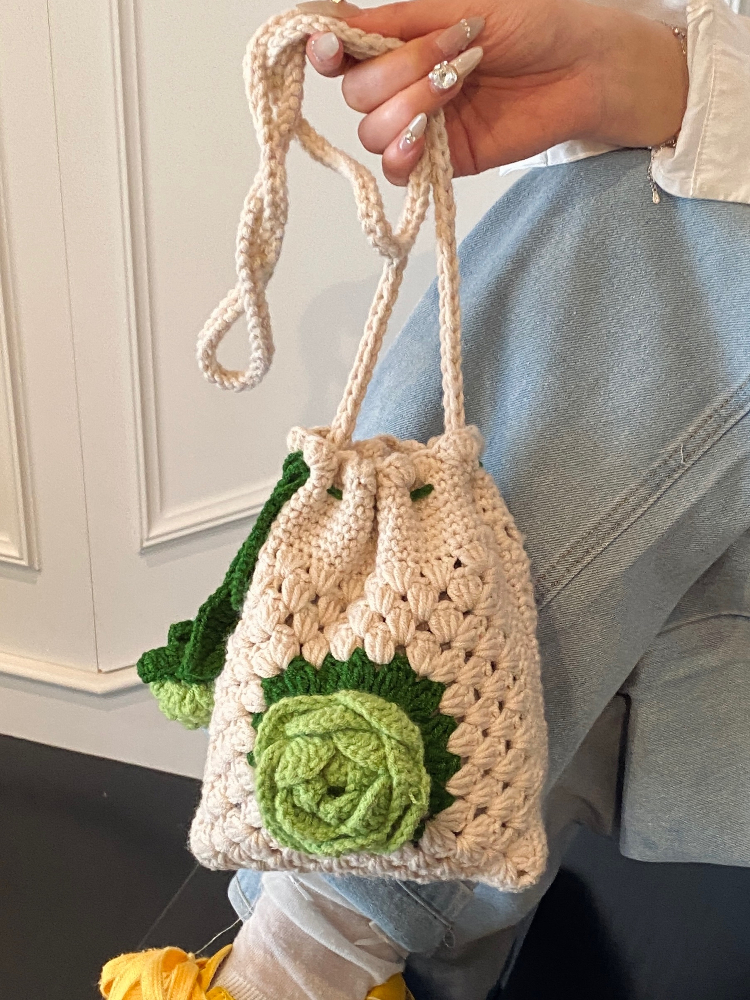 Handcrafted Rose Flower Croche - Crochet Market Bag review and price