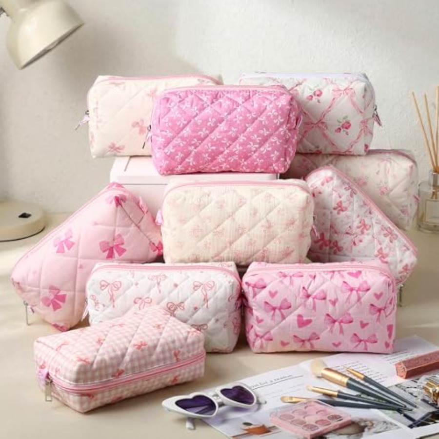 10 Pcs Quilted Makeup Bag Bulk - Women Bags For Gift review and price