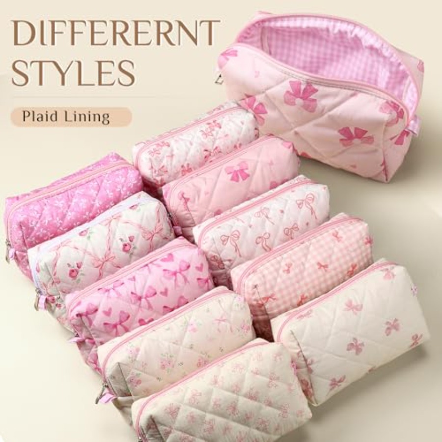 10 Pcs Quilted Makeup Bag Bulk - Women Bags For Gift review and price